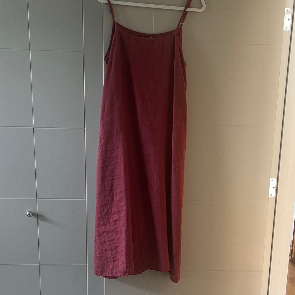 Boutique Brand Linen Slip Dress with Pockets and Adjustable Straps